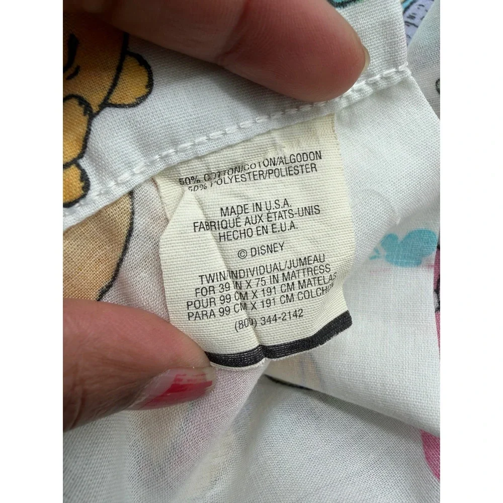 Vintage Disney Winnie the Pooh Piglet Twin Flat Sheet Gardening‎ Made in USA